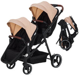 Tandem Double Stroller For Newborn And Toddler Twins Foldable For Easy Travel And Storage