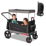 Convertible Wagon For Kids With Adjustable Handle Cup Holder And Canopy