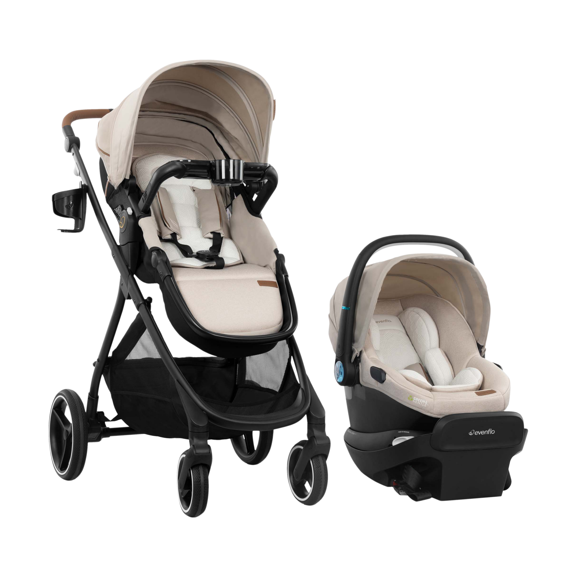 Evenflo Shyft Intuiti+ Travel System Featuring Revolve180 LiteMax NXT With SensorySoothe - Ultra Smooth Maneuverability