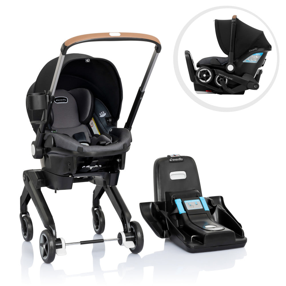 Evenflo Shyft DualRide With Carryall Storage Infant Car Seat And Stroller - One Step Car Seat To Stroller Conversion