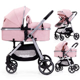 2-In-1 Baby Stroller Foldable With Reversible Seat For Infants And Toddlers 0-36 Months Beige