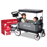 Convertible Wagon For Kids With Adjustable Handle Cup Holder And Canopy