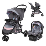 Travel System With Infant Car Seat Pink One Hand Fold All Terrain Wheels