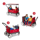 Convertible Wagon For Kids With Adjustable Handle Cup Holder And Canopy