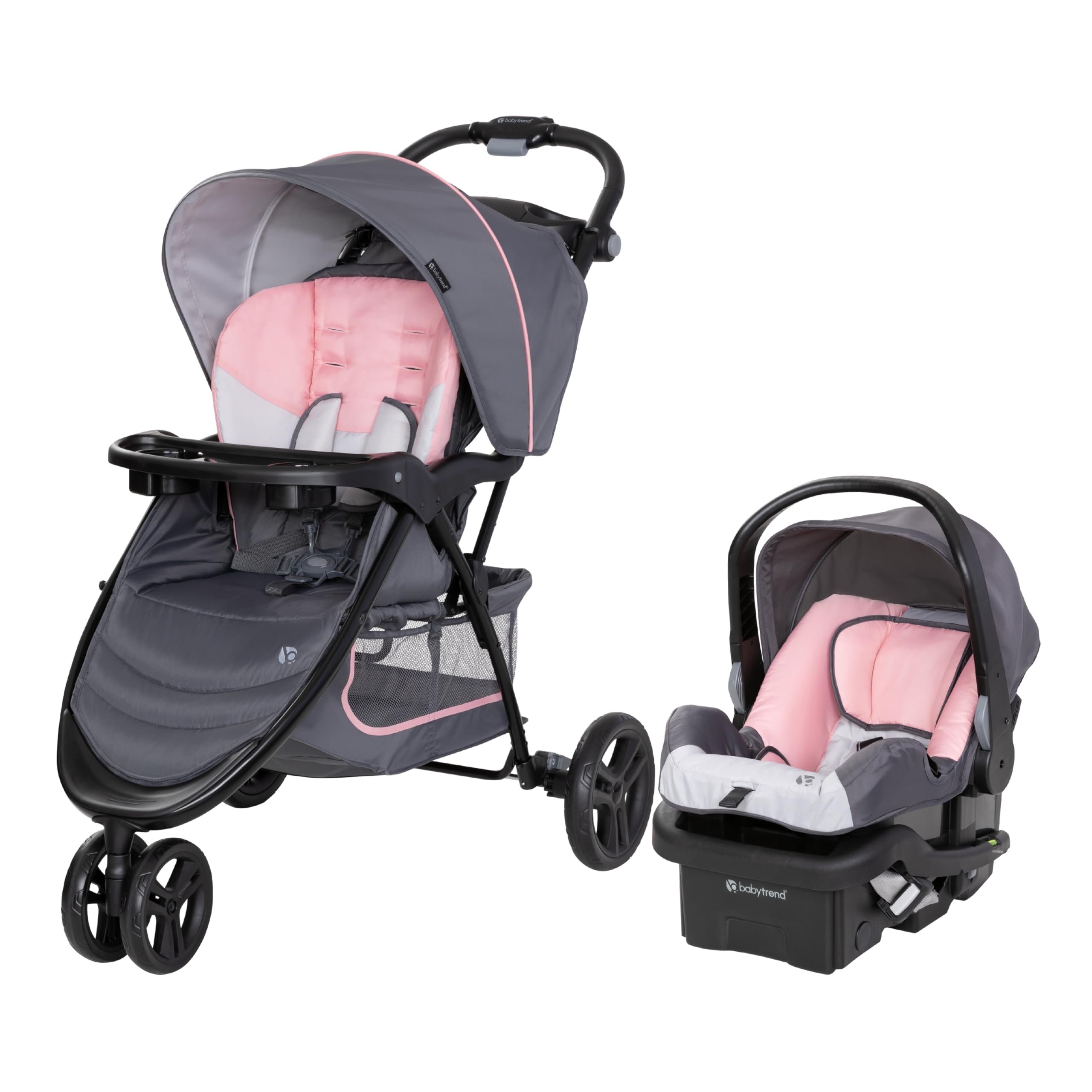 Baby Trend EZ Ride Travel System With EZ Lift Infant Car Seat Dash Pink One Hand Fold All Terrain Wheels