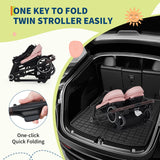 Double Stroller Tandem for Newborn and Toddler with Lightweight Compact Fold for Easy Travel and City Streets Pink
