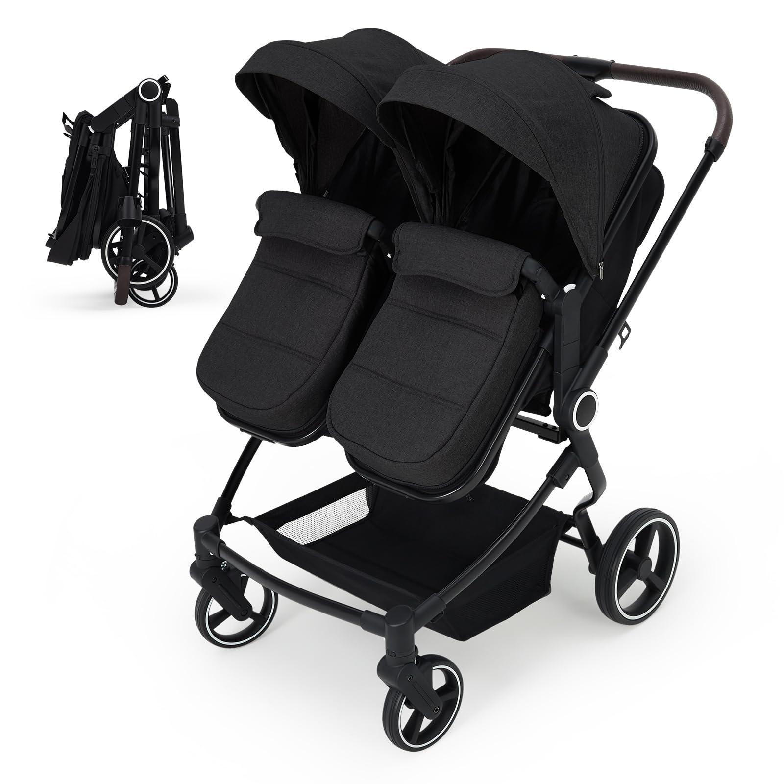 Double Stroller For Twins Lightweight Side By Side Reclining Seats