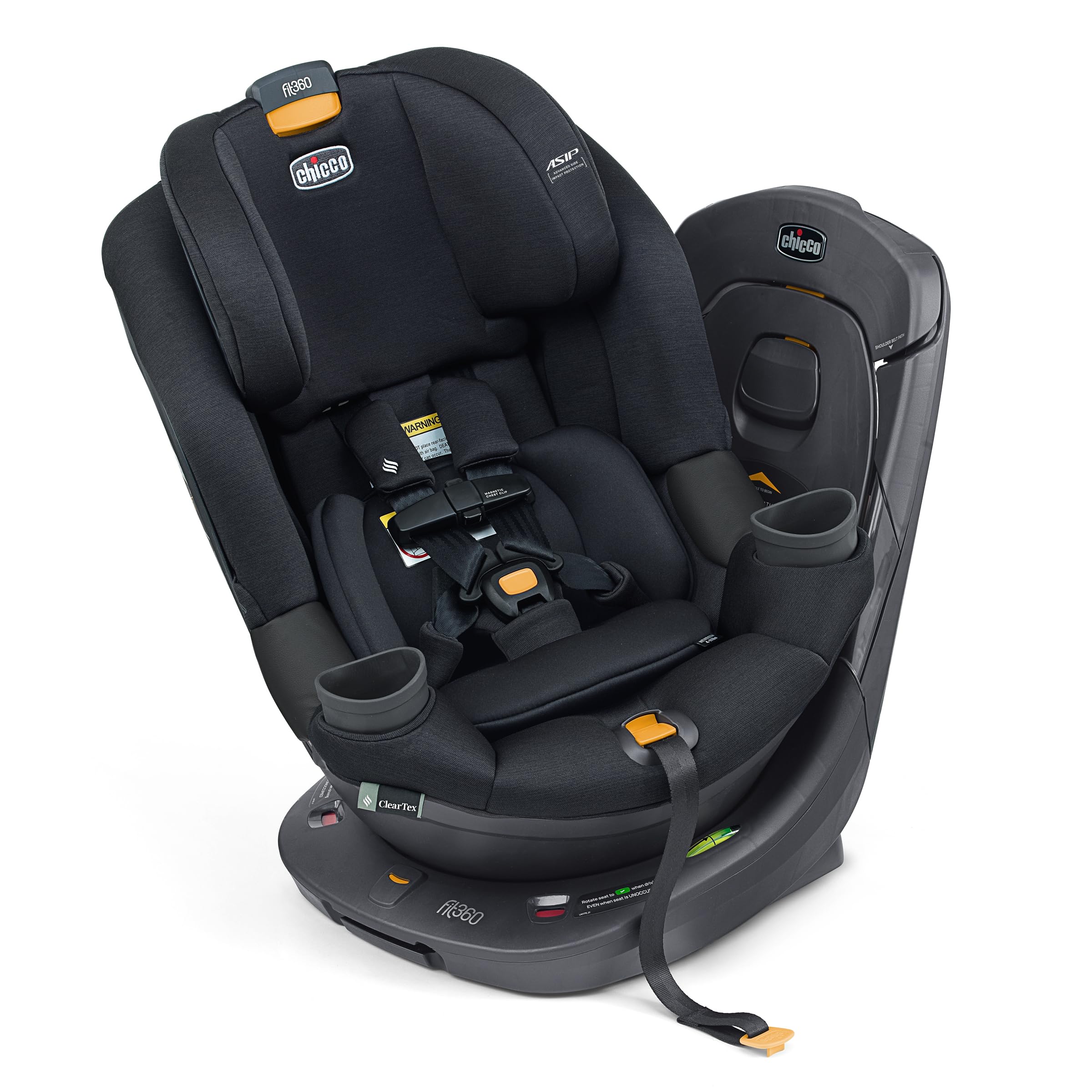 Chicco Fit360 ClearTex Rotating Convertible Car Seat With 360 Degree Rotation And Lever Lock System Obsidian Black