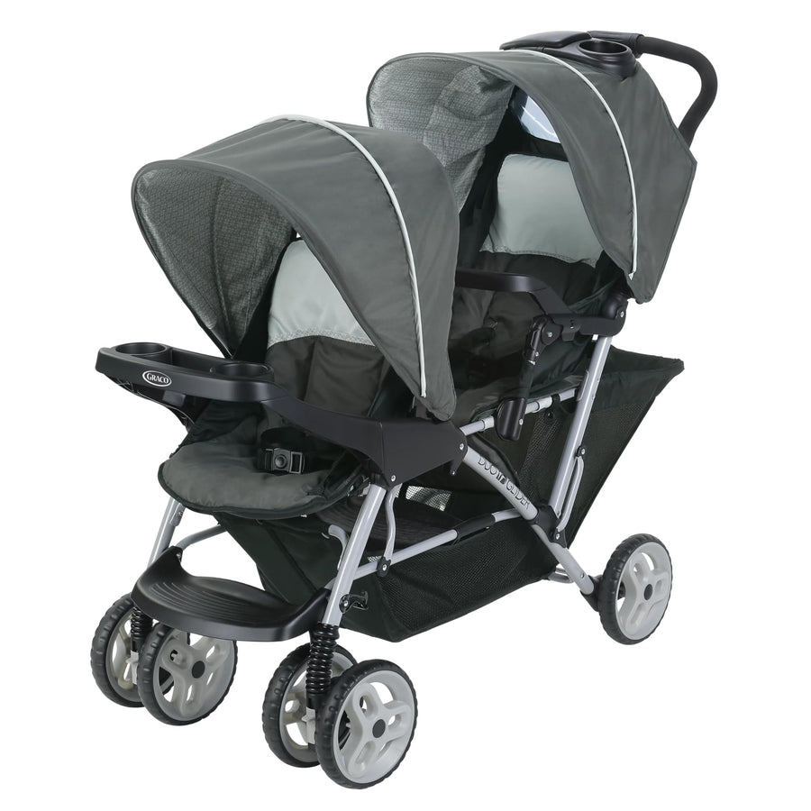 Double Stroller Lightweight Tandem Seating Glacier Color All Day Comfort