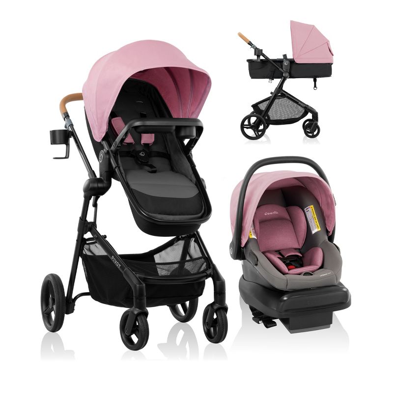 Evenflo Pivot Travel System With LiteMax NXT Infant Car Seat - 6 Modes And Upgraded Wheels For A Smooth Ride